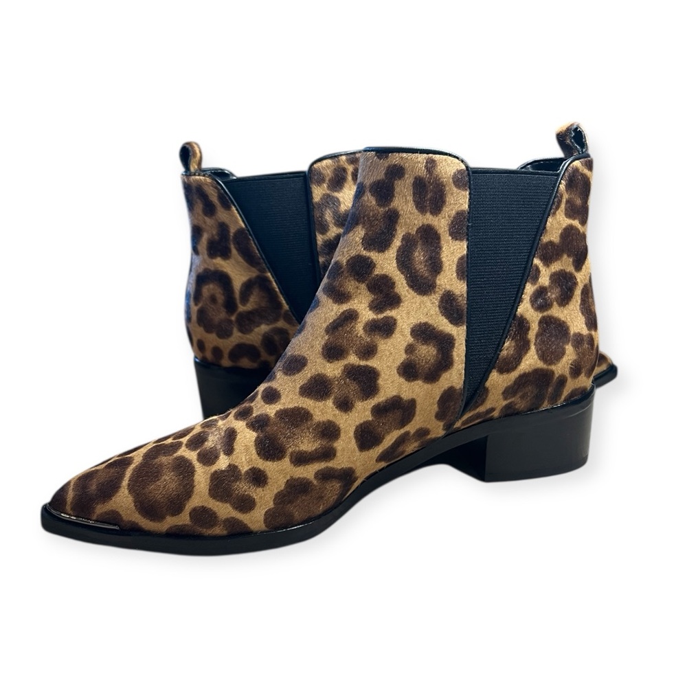 Marc Fisher LTD Yale Leopard Print Calf Hair Chelsea Boots / 7 / Animal Print